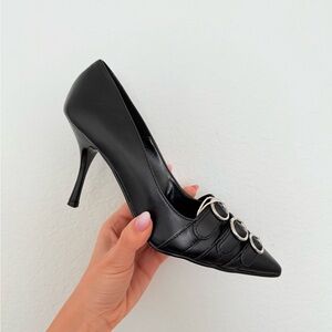 Divine Follie Elegant Italian Black Stiletto Heels Sz 39